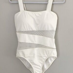 Carmen Marc Valvo One piece white mesh swimsuit
